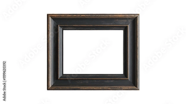 Fototapeta Dark Wood Square Frame: A classic dark wood square picture frame with a double-layered border, offering a sophisticated and timeless aesthetic for your artwork or photos.