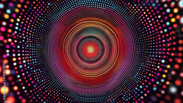 Fototapeta Abstract vibrant dotwork abstract background with circles