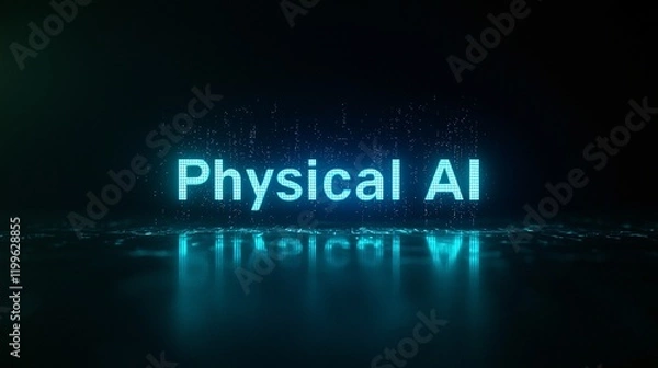 Fototapeta Futuristic Concept of Physical Artificial Intelligence with Glowing Text Effects