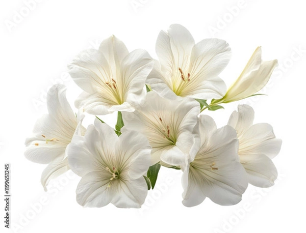 Fototapeta Elegant bouquet of white flowers on floral minimalist aesthetic high fidelity isolated on transparent background png