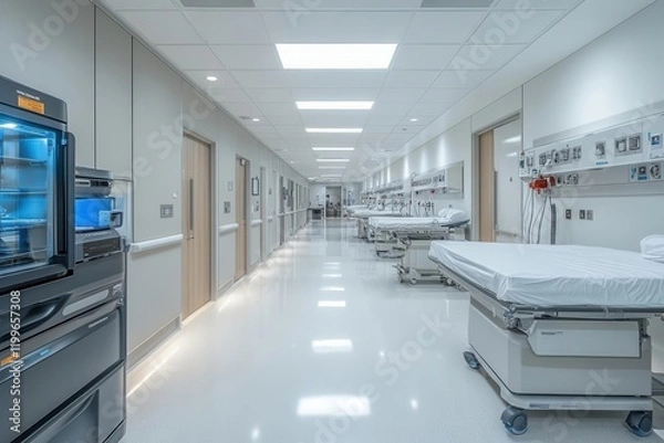 Obraz modern laboratory bustling with diverse scientists, bright clinical setting with advanced equipment, collaborative atmosphere