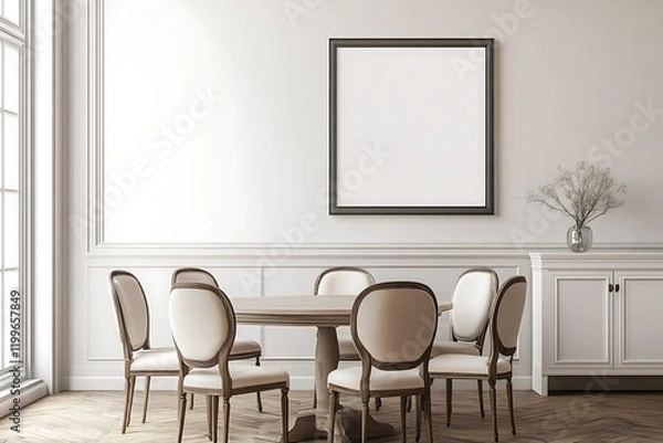 Fototapeta Modern Dining Area with Blank Frame, Perfect for Mockups