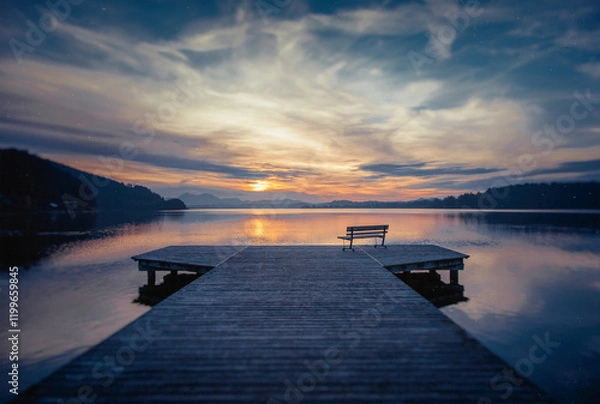 Obraz sonnenuntergang, steg