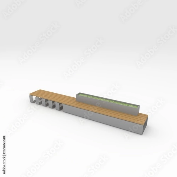 Fototapeta 3d render bench park design element. Furniture Collection
