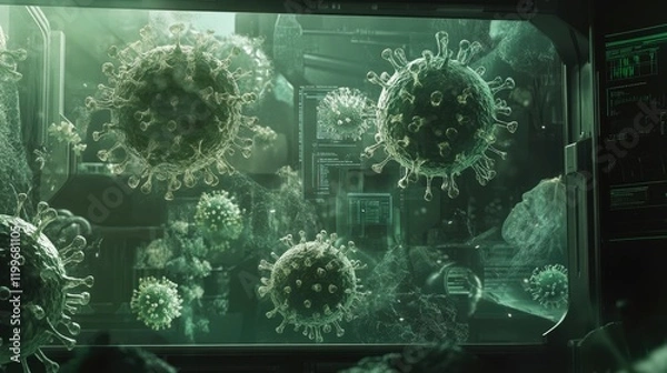 Fototapeta Microscopic Virus Research Within A Laboratory Setting