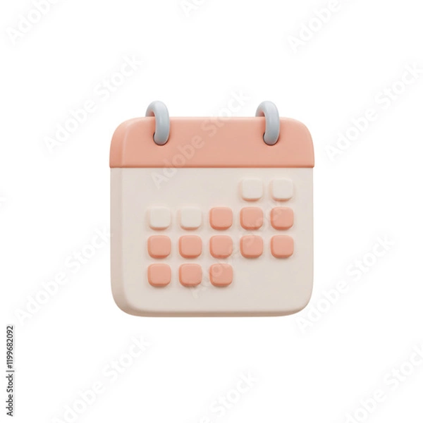 Fototapeta Cute Pastel Pink Calendar Icon 3D Render Design Element Modern Minimalist Style Schedule Appointment