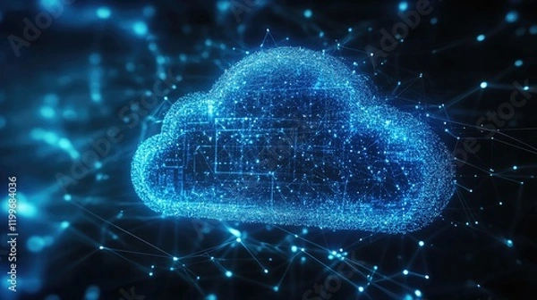 Fototapeta Abstract Cloud Computing Network Digital Data Visualization