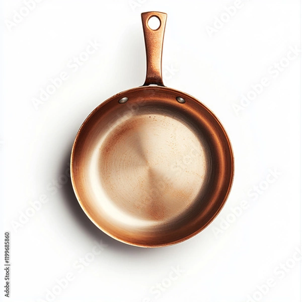 Fototapeta Isolated empty copper frying pan on a white background