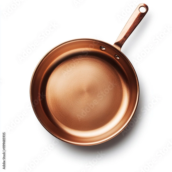 Fototapeta Isolated empty copper frying pan on a white background