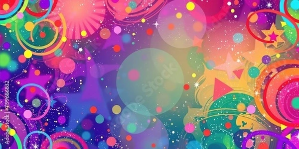 Obraz A vibrant multicolored festive background with swirling shapes and textures, eclectic, joyful
