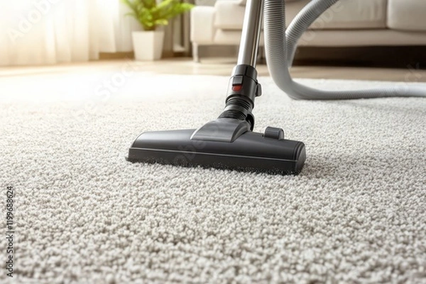 Fototapeta Utilizing a vacuum cleaner for deep carpet cleaning.