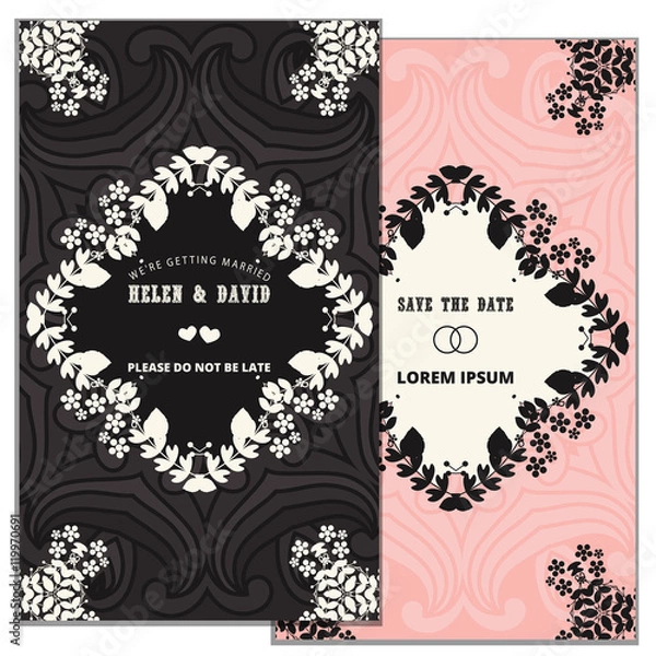 Fototapeta Set of Luxury artistic pages . brochure template. Vintage art identity; lace;  Decorative retro greeting card or invitation design