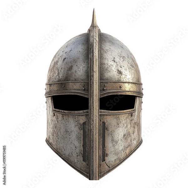 Fototapeta Medieval Jousting Helmet with Visor on Transparent Background