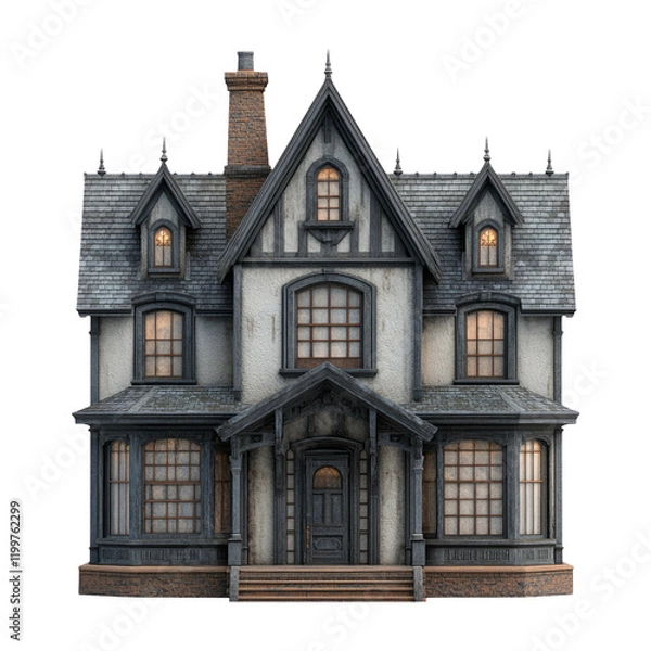 Fototapeta Isolated 3D House Model on Transparent Background for Design Projects
