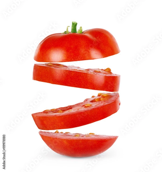 Obraz The sliced tomato isolated on white background