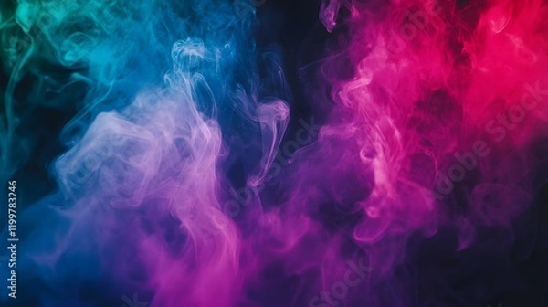 Fototapeta Colorful smoke swirls create a vibrant abstract background for creative projects