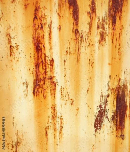 Fototapeta Yellow painted rusty metal wall background