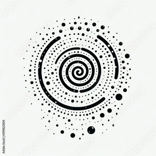 Obraz A single spiral with multiple dots scattered inside