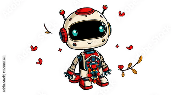 Obraz Cute Mini ai robot isolated on transparent background