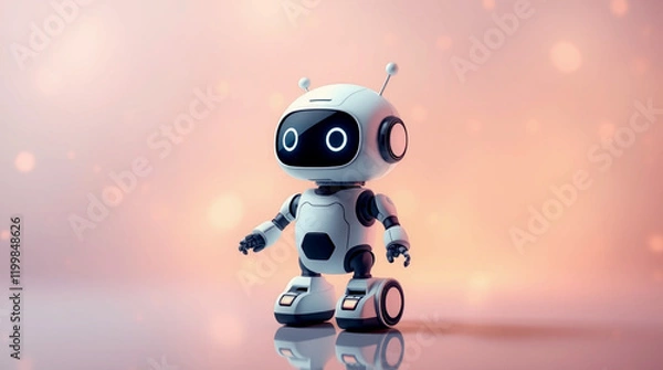 Obraz Cute Mini ai robot isolated on transparent background