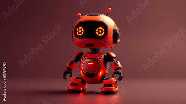 Obraz Cute Mini ai robot isolated on transparent background
