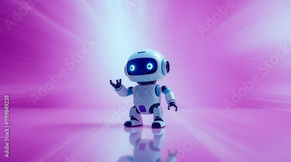 Obraz Cute Mini ai robot isolated on transparent background