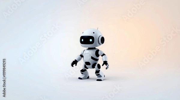 Obraz Cute Mini ai robot isolated on transparent background