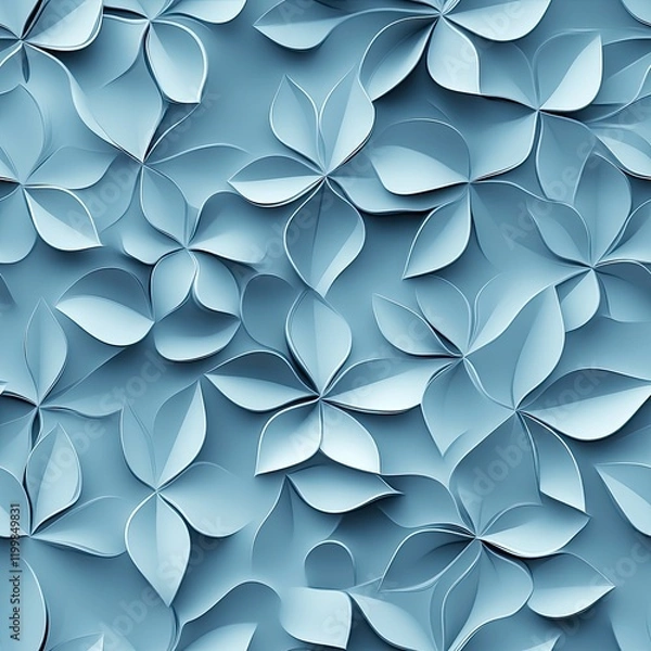 Fototapeta A minimalist 3D floral grid pattern with alternating matte and glossy surfaces . Seamless abstract 3d pattern background