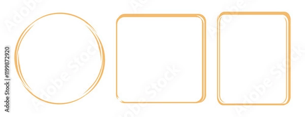 Fototapeta Gold circle ring sign and gold square frame isolated on white background vector.