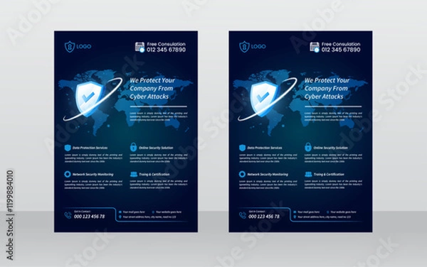 Obraz cyber security flyer design layout template,