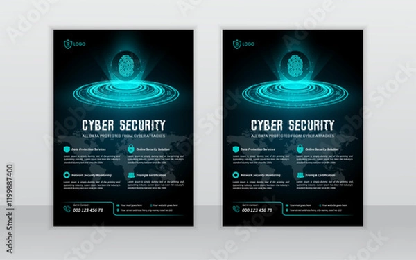 Obraz cyber security flyer design layout template,
