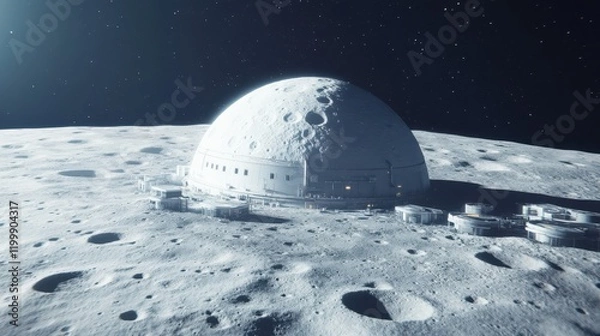 Fototapeta Exploring lunar innovation moon base futuristic architecture space environment futuristic perspective cutting-edge technology