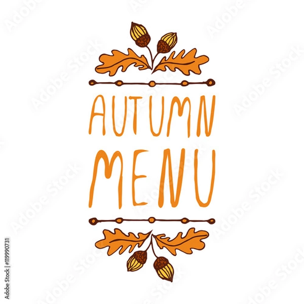 Fototapeta Vector handdrawn autumn element with text