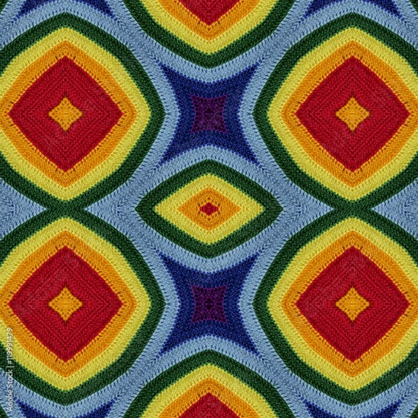 Fototapeta Cotton colorful background, backdrop for scrapbook, top view. Seamless pattern kaleidoscope montage