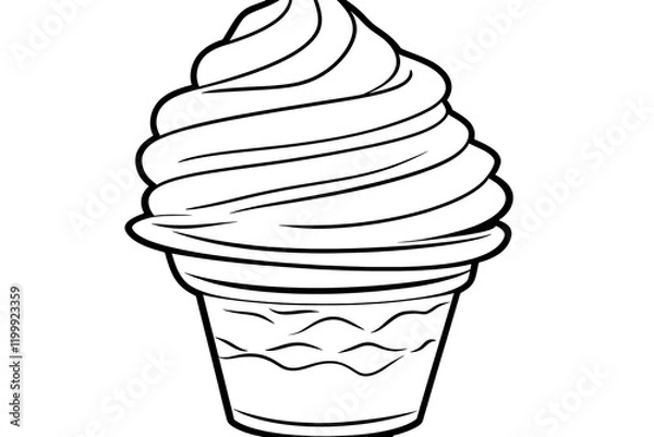 Fototapeta Line Art Soft Serve Ice Cream Cone Illustration
