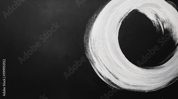 Obraz Abstract creative Moon inspired painting with white brush strokes on black background with copy space.