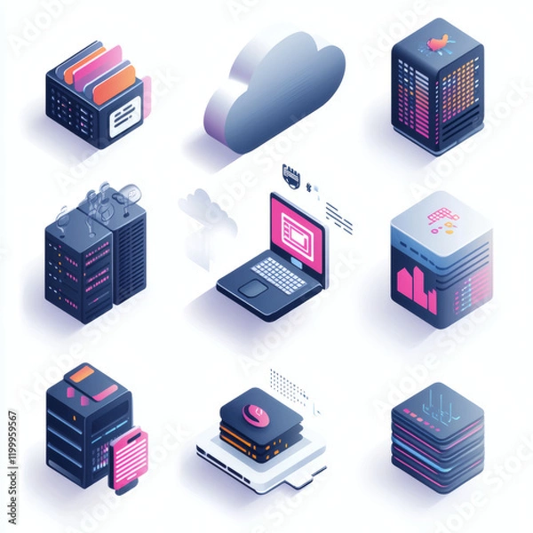 Obraz Each icon is presented in 9 distinct styles: flat, isometric, line art, 3D realistic, pixel art, cartoon, gradient modern, minimal outline, and futuristic neon. These diverse renderings ensure compati