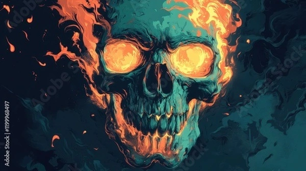 Obraz Fiery Skull Abstract Art Painting Design