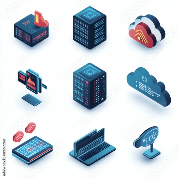 Obraz Each icon is presented in 9 distinct styles: flat, isometric, line art, 3D realistic, pixel art, cartoon, gradient modern, minimal outline, and futuristic neon. These diverse renderings ensure compati