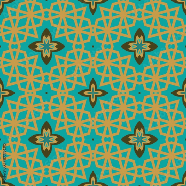 Fototapeta Geometric pattern with lines and shape, seamless vector background. Modern stylish texture. Repeating Islamic geometric tiles Designs