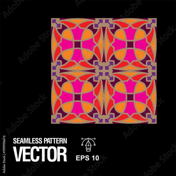 Fototapeta Geometric pattern with lines and shape, seamless vector background. Modern stylish texture. Repeating Islamic geometric tiles Designs