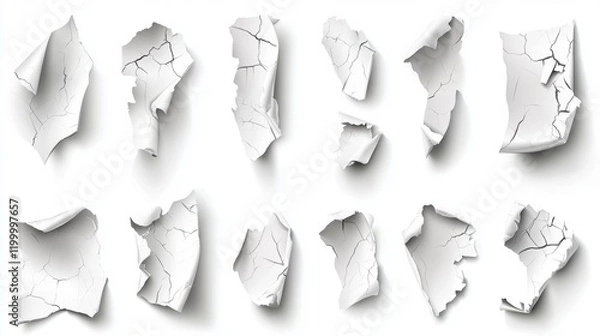 Fototapeta Cracked White Paper Textures for Backgrounds and Design Projects