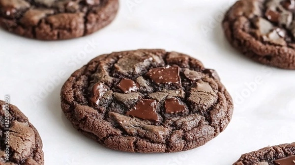 Fototapeta Delicious Double Chocolate Chunk Cookies Closeup