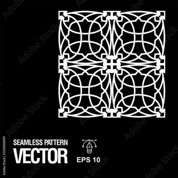 Fototapeta Geometric pattern with lines and shape, seamless vector background. Modern stylish texture. Repeating Islamic geometric tiles Designs