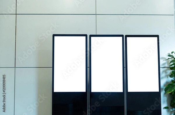 Obraz Three touch display kiosks in a row at  airport