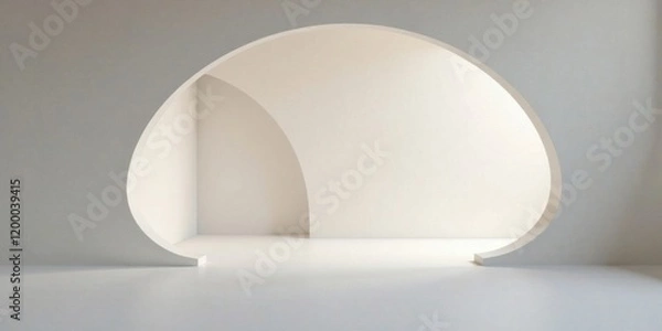 Fototapeta Serene Minimalist Interior Design Featuring an Architectural Niche with an Arched Opening and Soft, Subtle Lighting