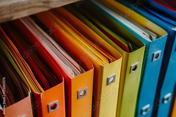 Obraz colorful file folders organized in an archive for asset management. generative ai
