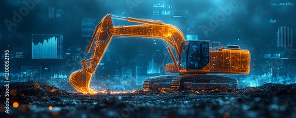 Obraz Digital Excavator, Data Site, Night