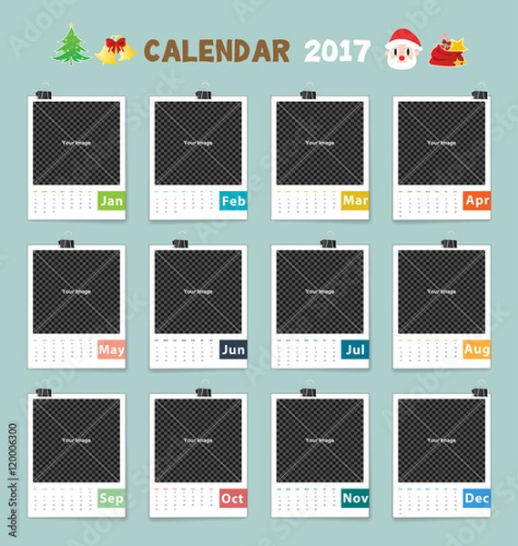 Fototapeta Set of Calendar 2017 with full template design