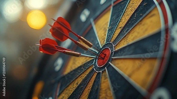 Fototapeta dartboard with three darts in the middle